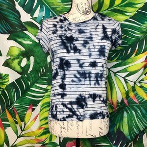 GUC American Eagle Small Soft Sexy Blue Tie Dye Summer Cropped Striped Tee